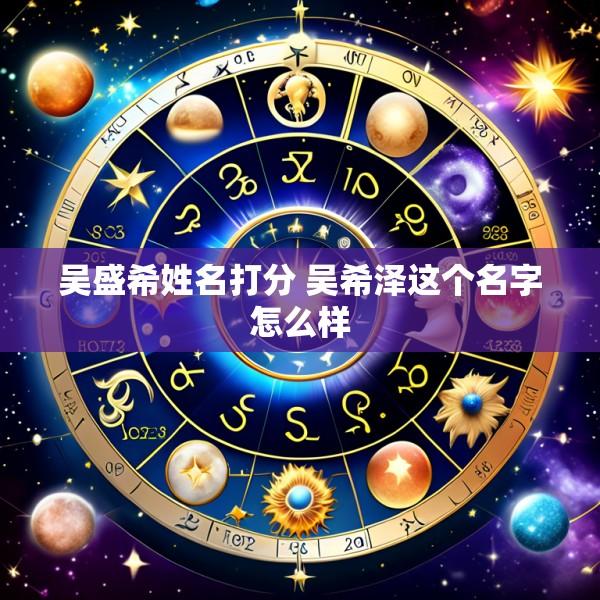 吴盛希姓名打分 吴希泽这个名字怎么样