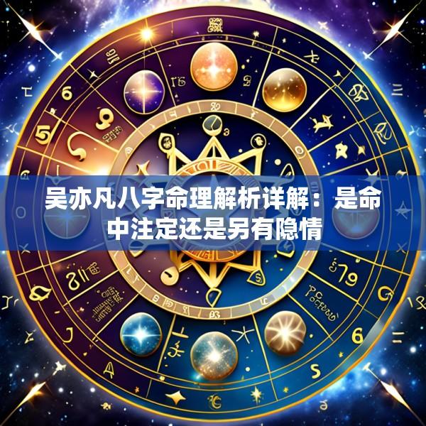 吴亦凡八字命理解析详解：是命中注定还是另有隐情
