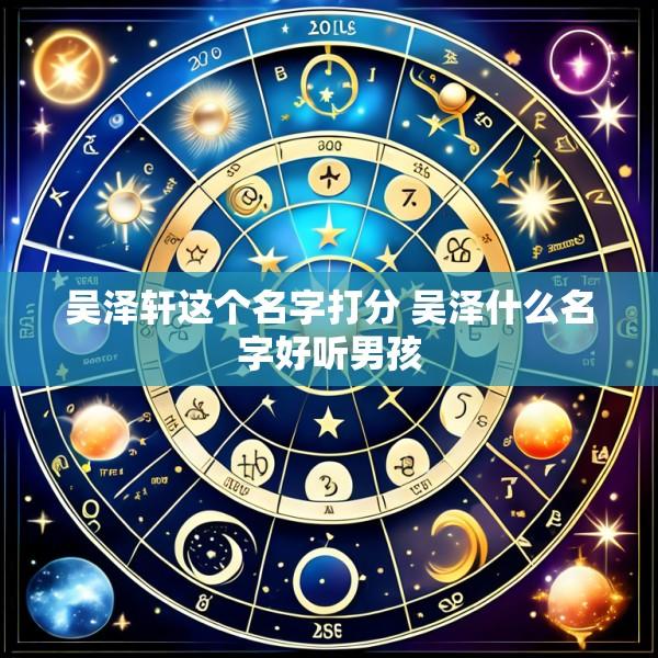 吴泽轩这个名字打分 吴泽什么名字好听男孩