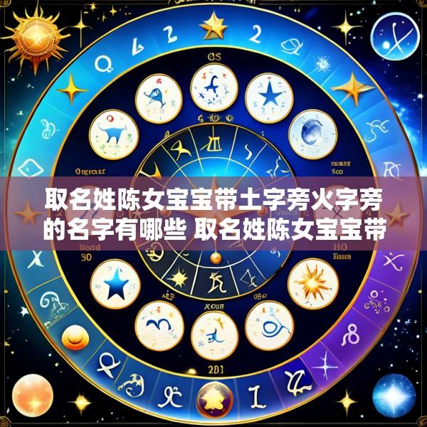 取名姓陈女宝宝带土字旁火字旁的名字有哪些 取名姓陈女宝宝带土字旁火字旁的名字有哪些好听