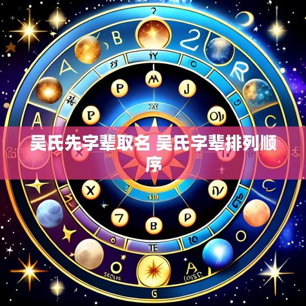 吴氏先字辈取名 吴氏字辈排列顺序