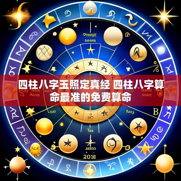 四柱八字玉照定真经 四柱八字算命最准的免费算命