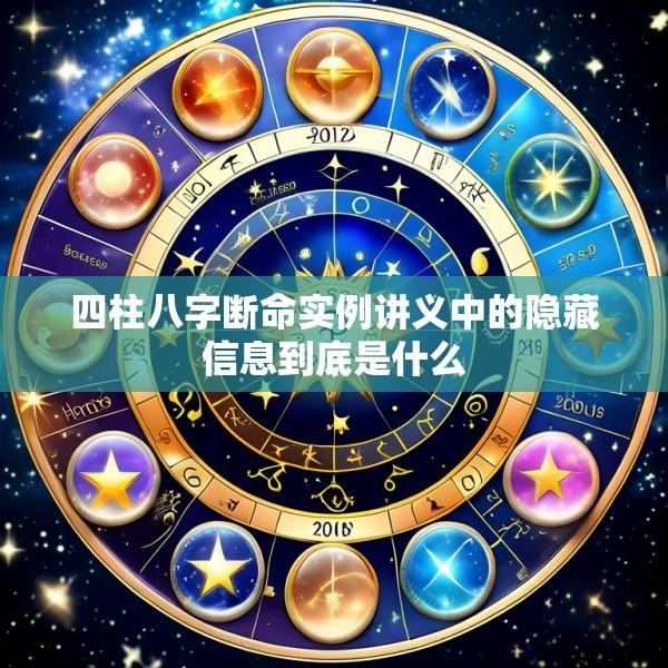 四柱八字断命实例讲义中的隐藏信息到底是什么