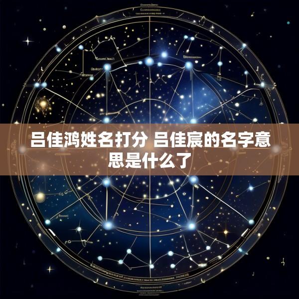 吕佳鸿姓名打分 吕佳宸的名字意思是什么了