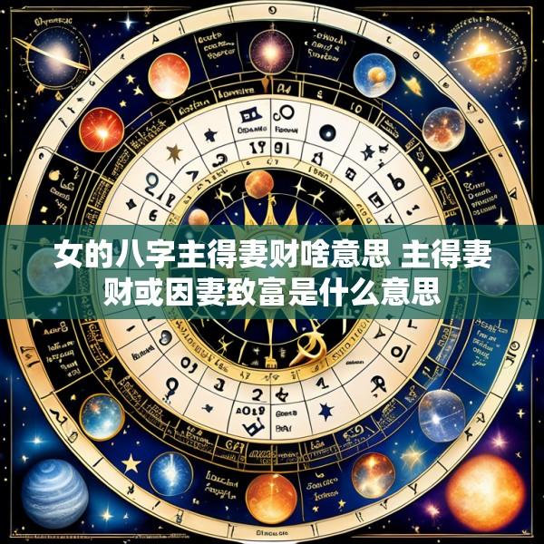 女的八字主得妻财啥意思 主得妻财或因妻致富是什么意思