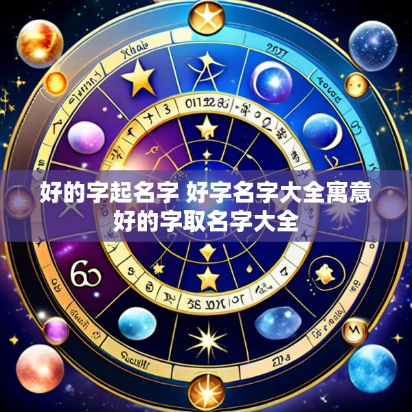 好的字起名字 好字名字大全寓意好的字取名字大全