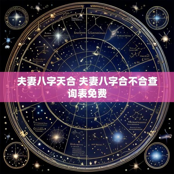 夫妻八字天合 夫妻八字合不合查询表免费