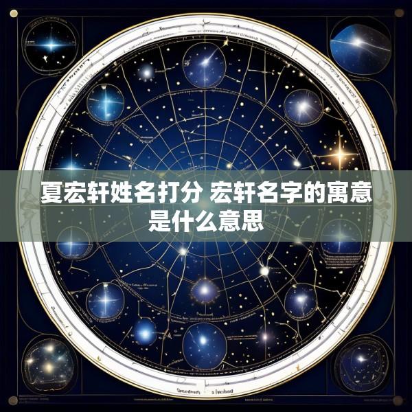 夏宏轩姓名打分 宏轩名字的寓意是什么意思