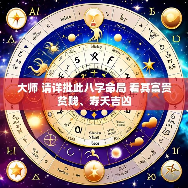 大师 请详批此八字命局 看其富贵贫贱、寿夭吉凶