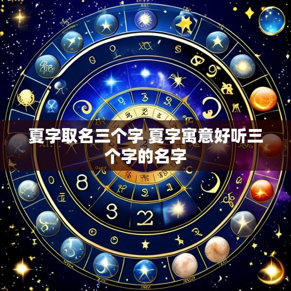 夏字取名三个字 夏字寓意好听三个字的名字