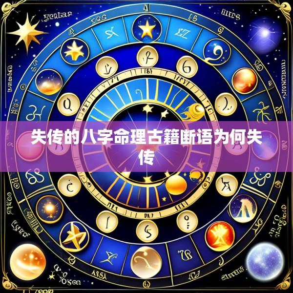 失传的八字命理古籍断语为何失传