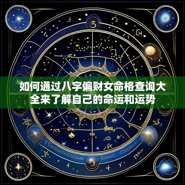如何通过八字偏财女命格查询大全来了解自己的命运和运势