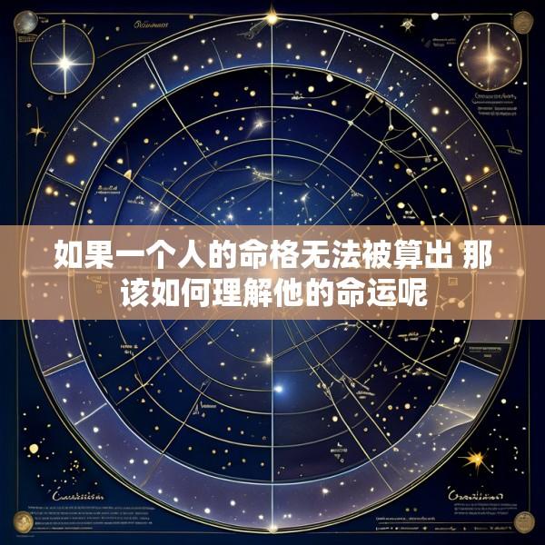 如果一个人的命格无法被算出 那该如何理解他的命运呢