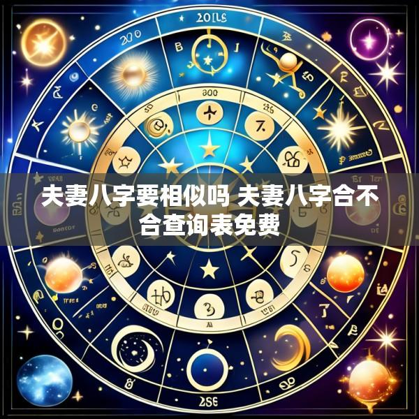 夫妻八字要相似吗 夫妻八字合不合查询表免费