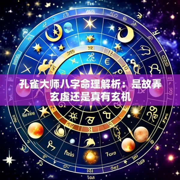孔雀大师八字命理解析：是故弄玄虚还是真有玄机
