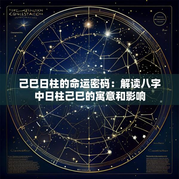 己巳日柱的命运密码:解读八字中日柱己巳的寓意和影响