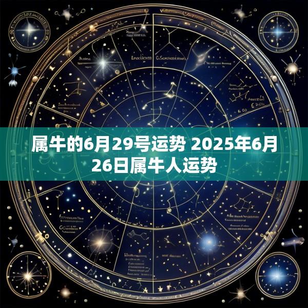 属牛的6月29号运势 2025年6月26日属牛人运势