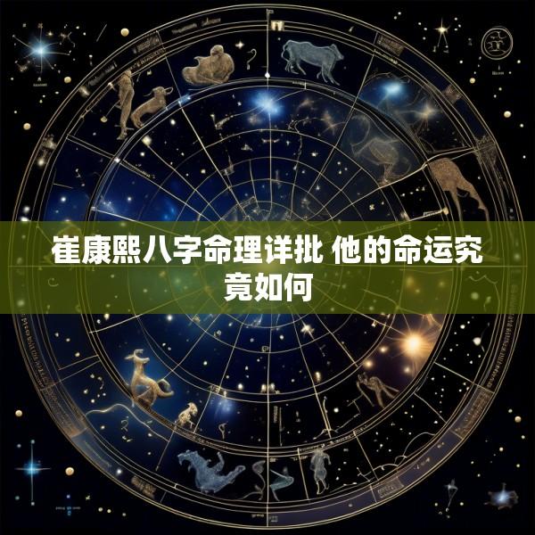 崔康熙八字命理详批 他的命运究竟如何