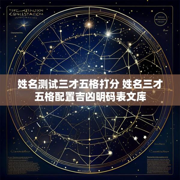 姓名测试三才五格打分 姓名三才五格配置吉凶明码表文库
