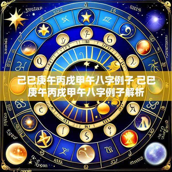己巳庚午丙戌甲午八字例子 己巳庚午丙戌甲午八字例子解析