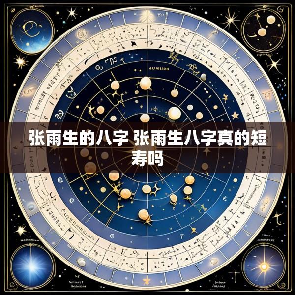 张雨生的八字 张雨生八字真的短寿吗