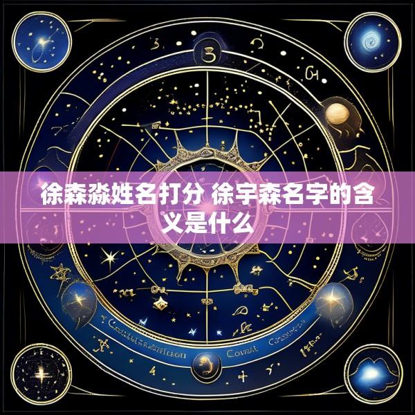 徐森淼姓名打分 徐宇森名字的含义是什么