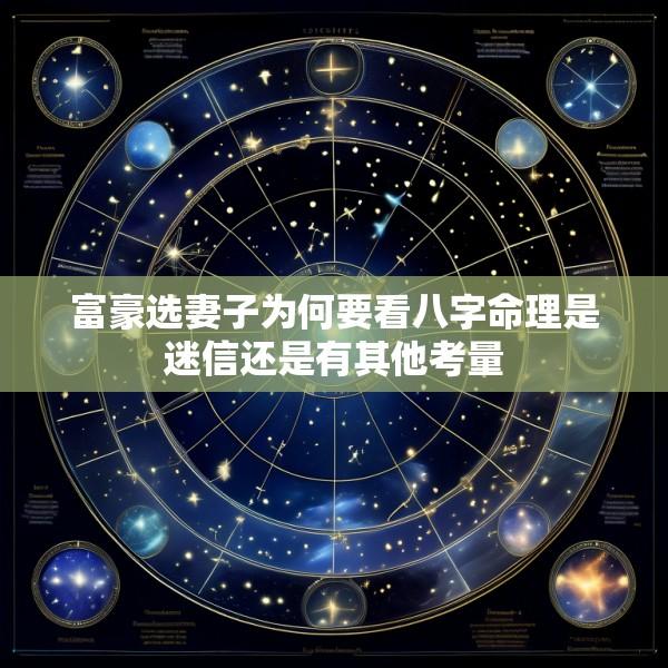 富豪选妻子为何要看八字命理是迷信还是有其他考量