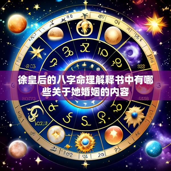 徐皇后的八字命理解释书中有哪些关于她婚姻的内容