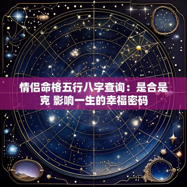 情侣命格五行八字查询：是合是克 影响一生的幸福密码