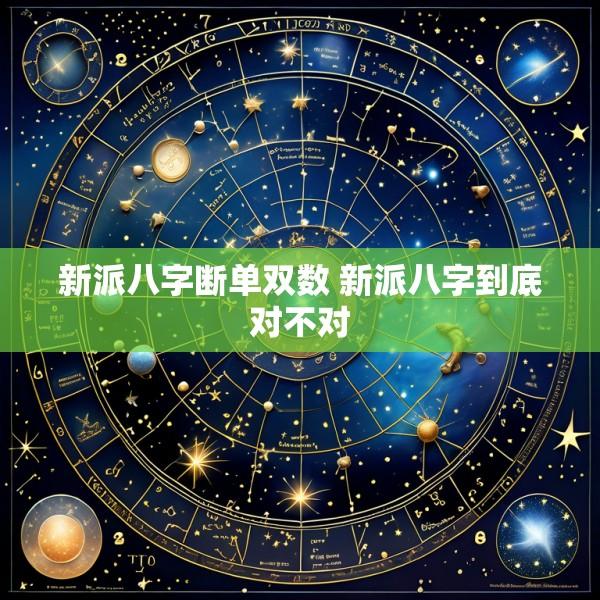 新派八字断单双数 新派八字到底对不对