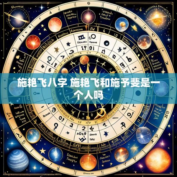 施艳飞八字 施艳飞和施予斐是一个人吗