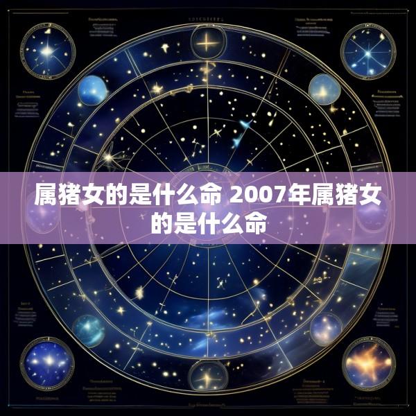 属猪女的是什么命 2007年属猪女的是什么命