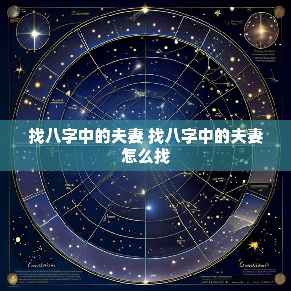 找八字中的夫妻 找八字中的夫妻怎么找