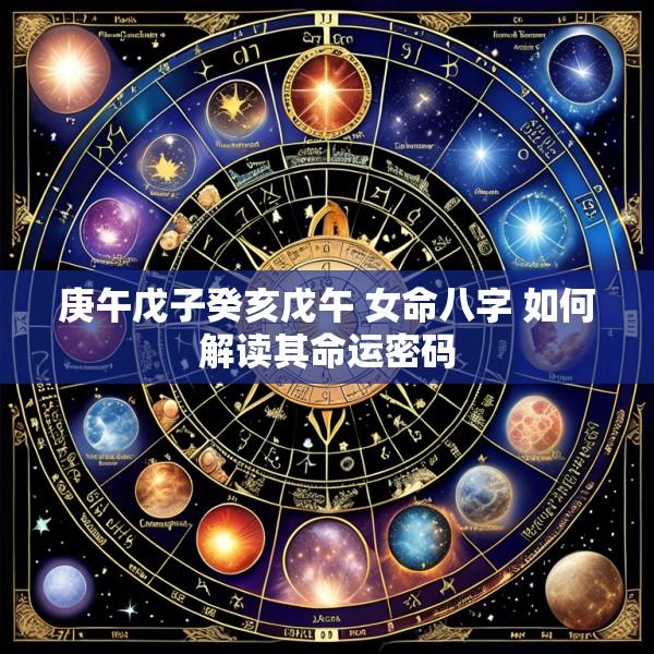 庚午戊子癸亥戊午 女命八字 如何解读其命运密码