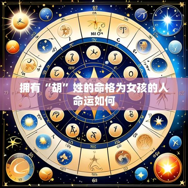 拥有“胡”姓的命格为女孩的人命运如何