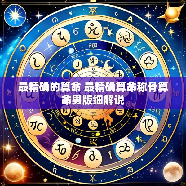 最精确的算命 最精确算命称骨算命男版细解说