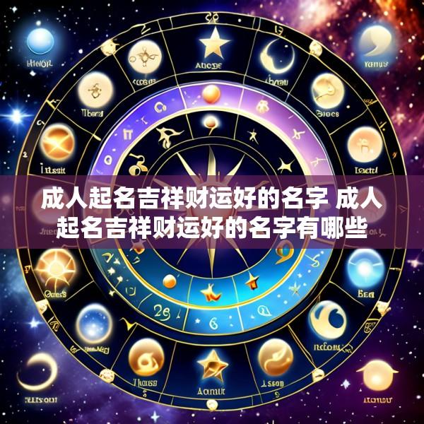 成人起名吉祥财运好的名字 成人起名吉祥财运好的名字有哪些