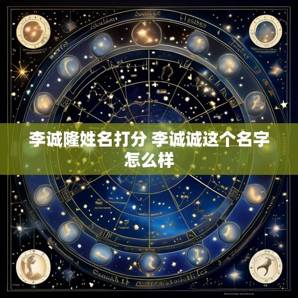 李诚隆姓名打分 李诚诚这个名字怎么样
