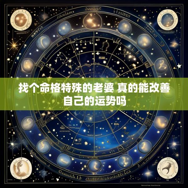 找个命格特殊的老婆 真的能改善自己的运势吗