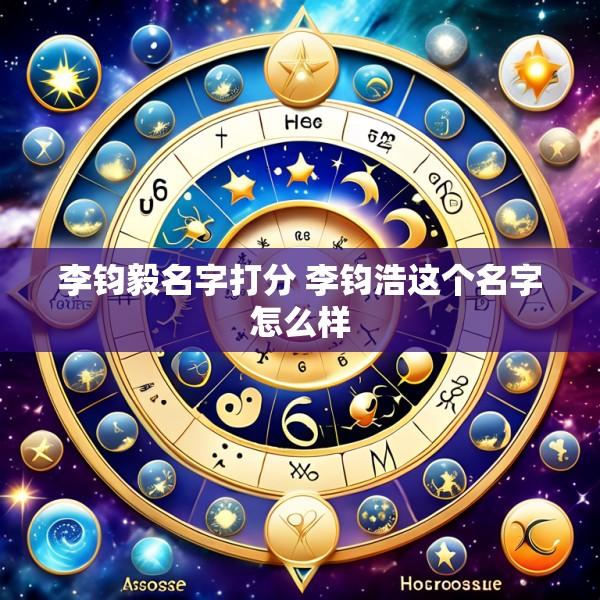 李钧毅名字打分 李钧浩这个名字怎么样