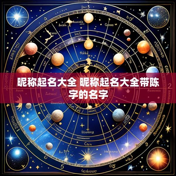 昵称起名大全 昵称起名大全带陈字的名字