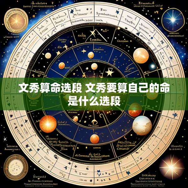 文秀算命选段 文秀要算自己的命是什么选段