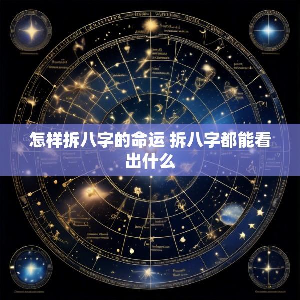 怎样拆八字的命运 拆八字都能看出什么