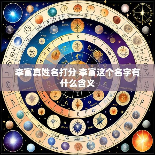 李富真姓名打分 李富这个名字有什么含义