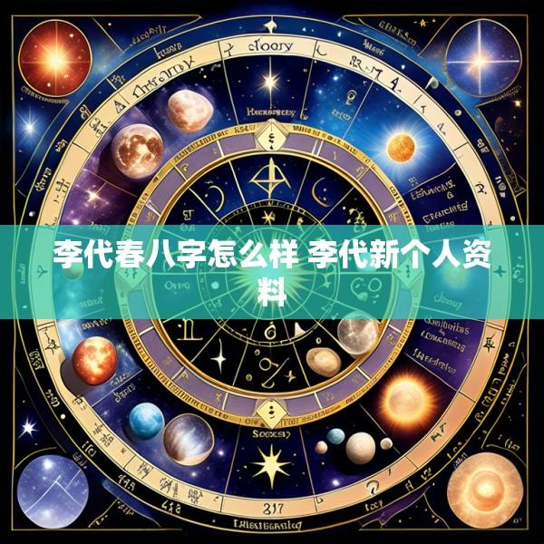 李代春八字怎么样 李代新个人资料