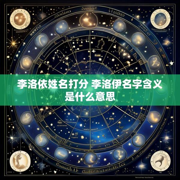 李洛依姓名打分 李洛伊名字含义是什么意思