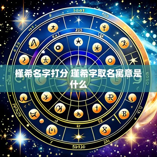 槿希名字打分 瑾希字取名寓意是什么