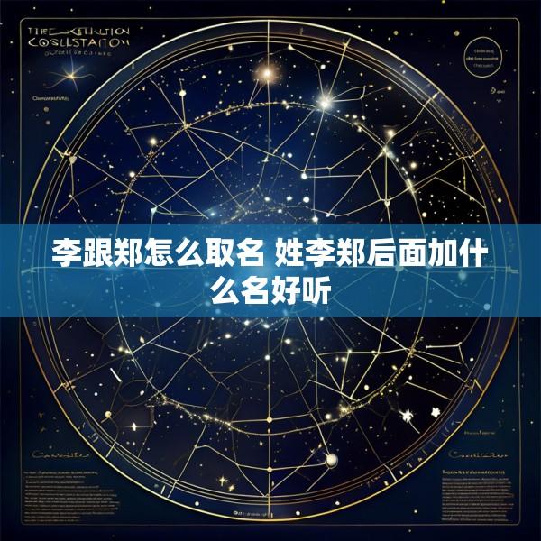 李跟郑怎么取名 姓李郑后面加什么名好听