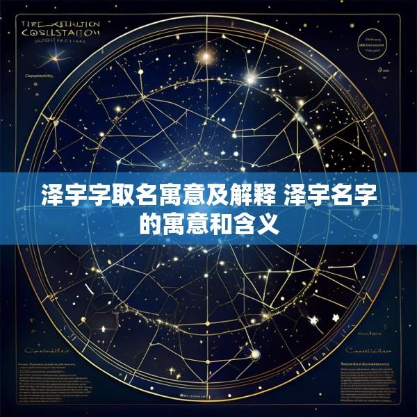 泽宇字取名寓意及解释 泽宇名字的寓意和含义