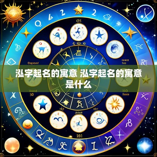 泓字起名的寓意 泓字起名的寓意是什么